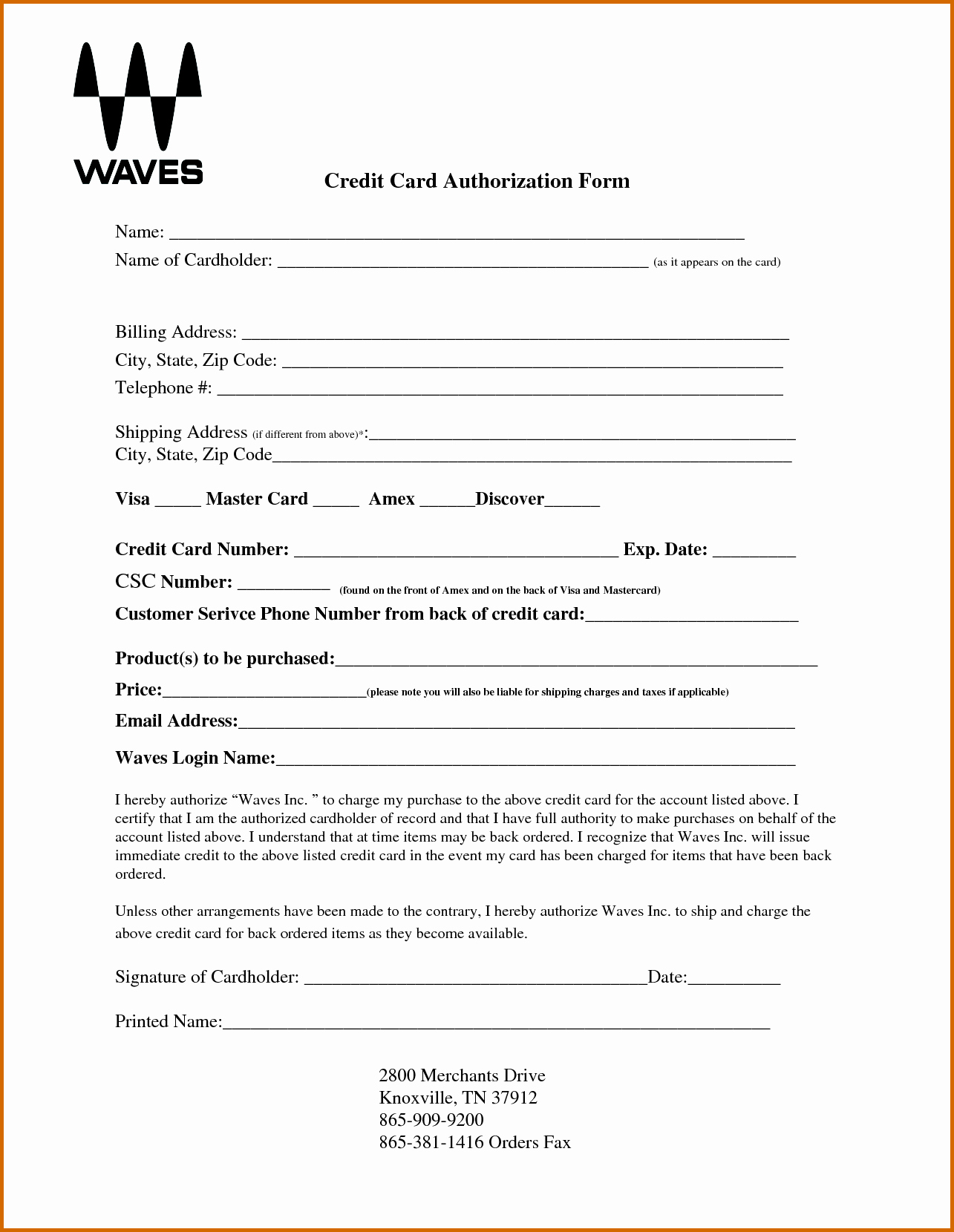 10 Blank Credit Card Authorization form Pdf