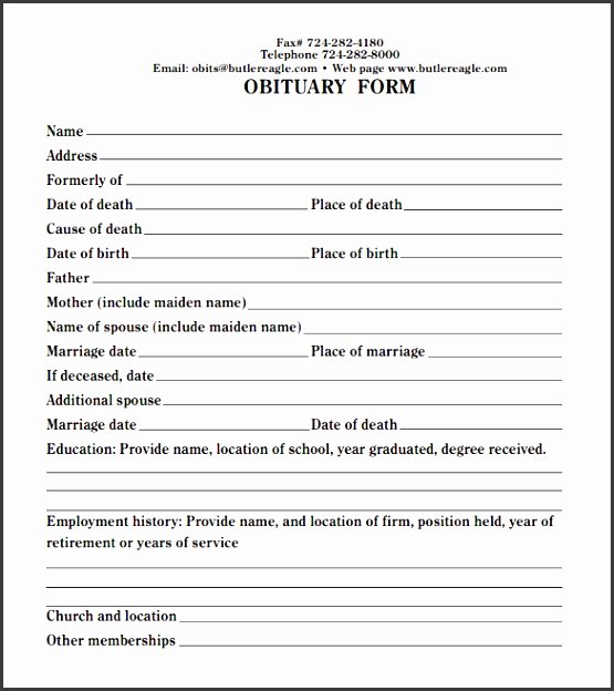 10 Blank Obituary Template Sampletemplatess