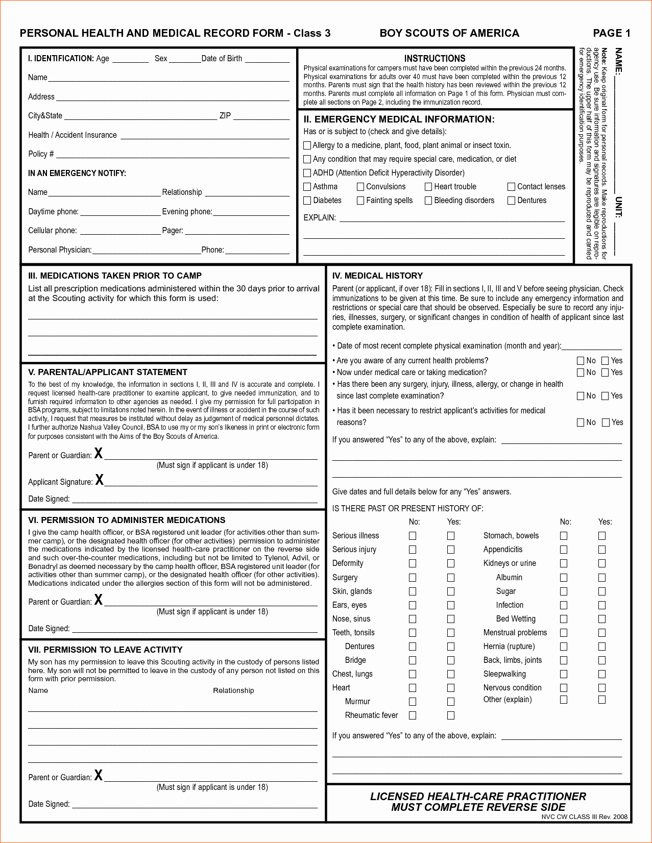 10 Boy Scout Medical forms