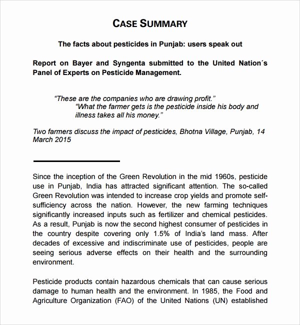 case summary template