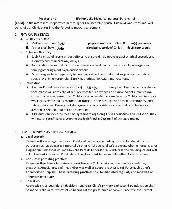 10 Child Support Agreement Templates Pdf Doc
