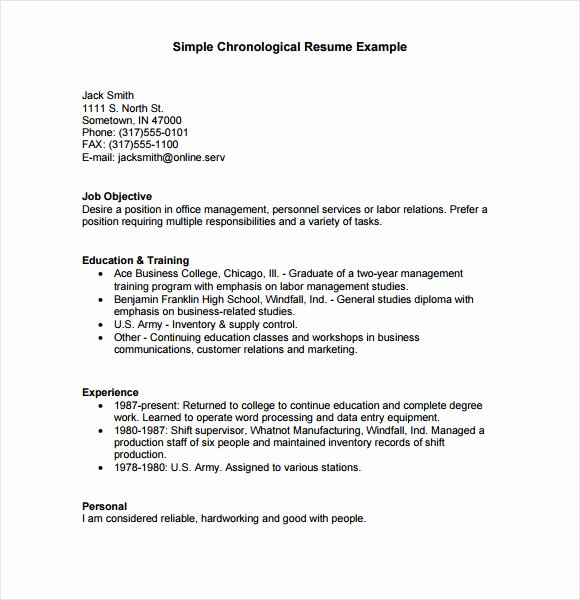 10 Chronological Resume Templates – Samples Examples