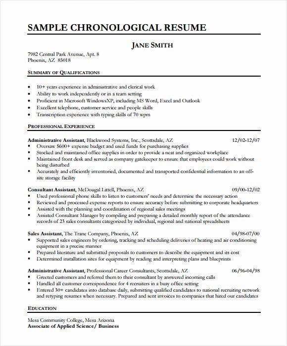 10 Chronological Resume Templates – Samples Examples