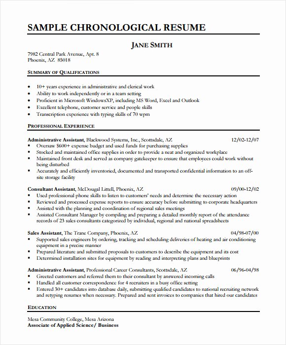 sample chronological resume