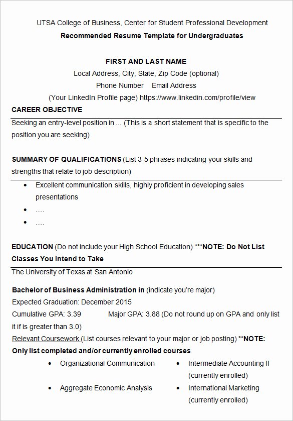 10 College Resume Template Sample Examples