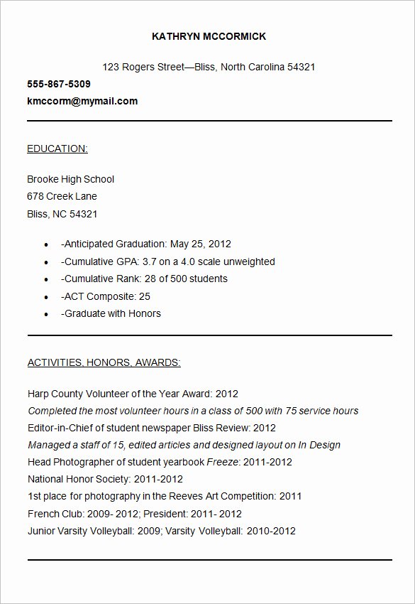 10 College Resume Templates – Free Samples Examples