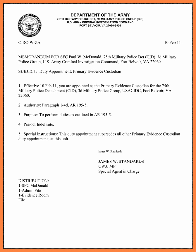 Memorandum For Record Template