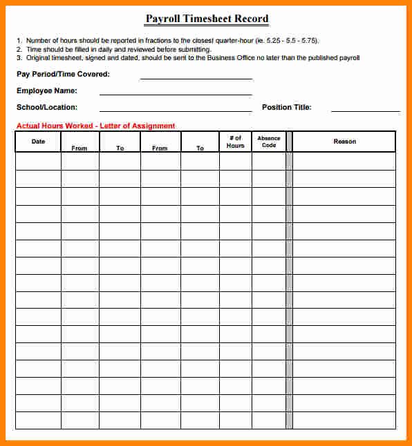 10 Employee Payroll Record form