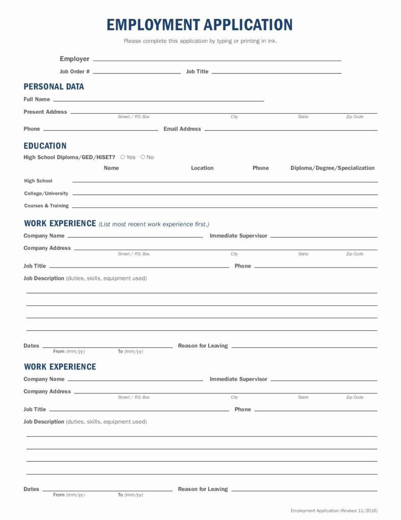 10 Employment Application form Free Samples Examples