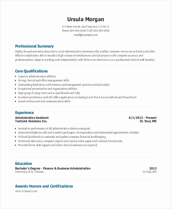 10 Entry Level Administrative assistant Resume Templates
