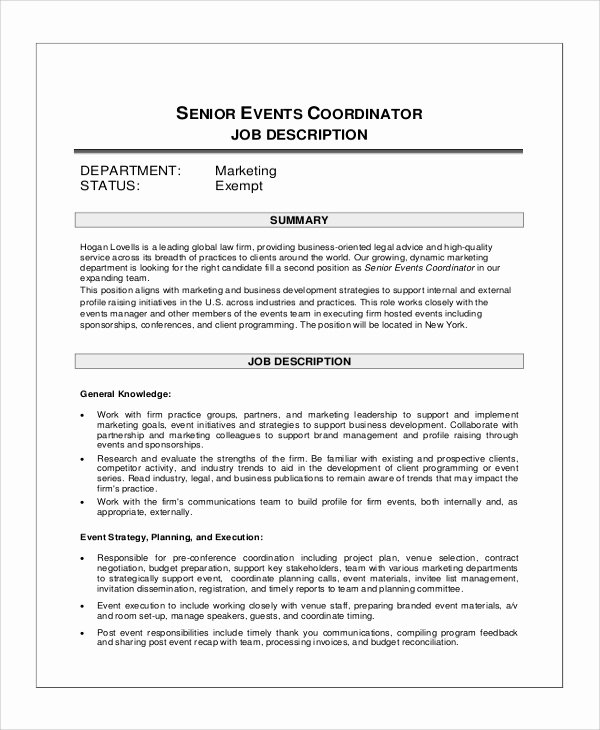 10 event Coordinator Job Description Samples