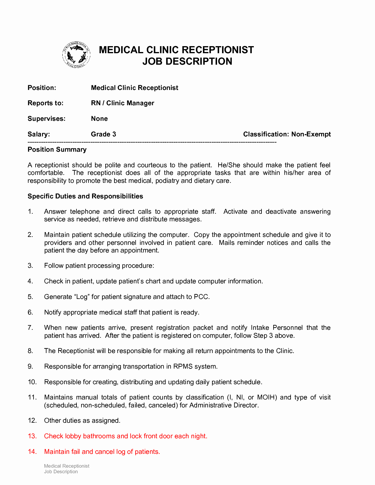 10 Example Resume Receptionist Job Description
