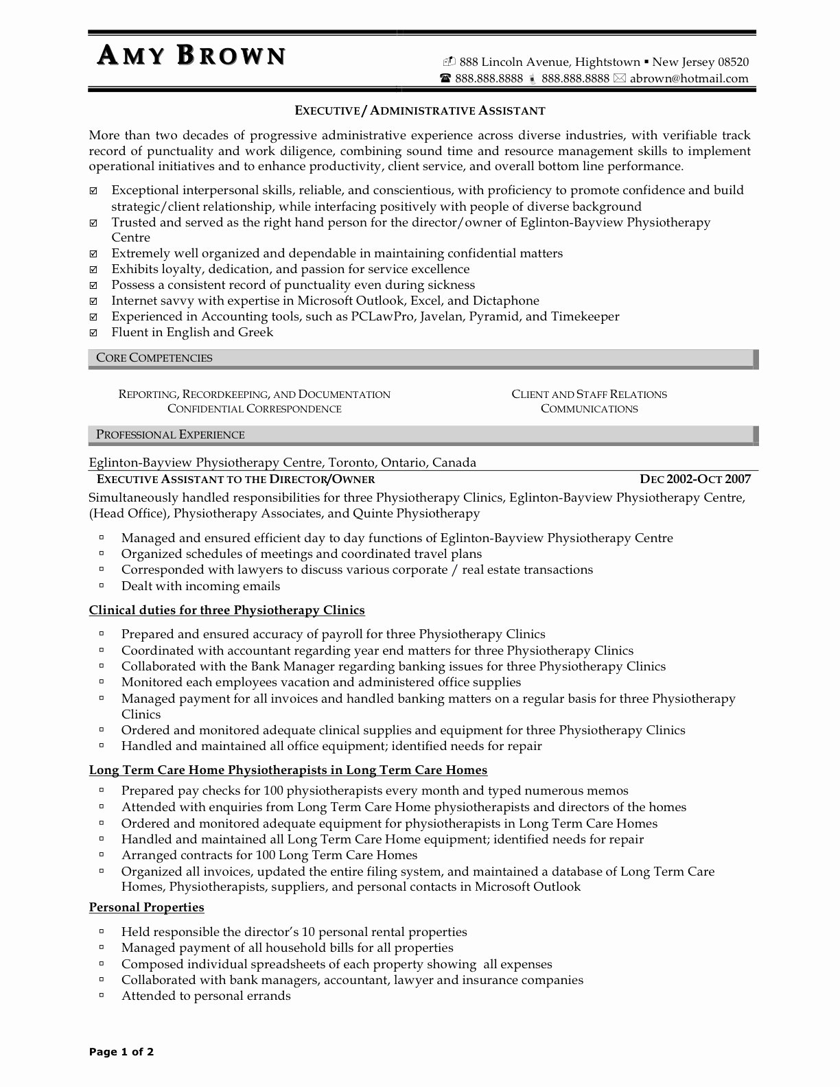10 Executive assistant Resume Sample