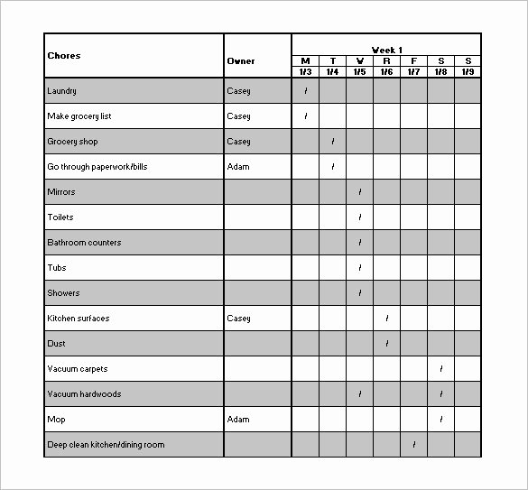 10 Family Chore Chart Templates Pdf Doc Excel