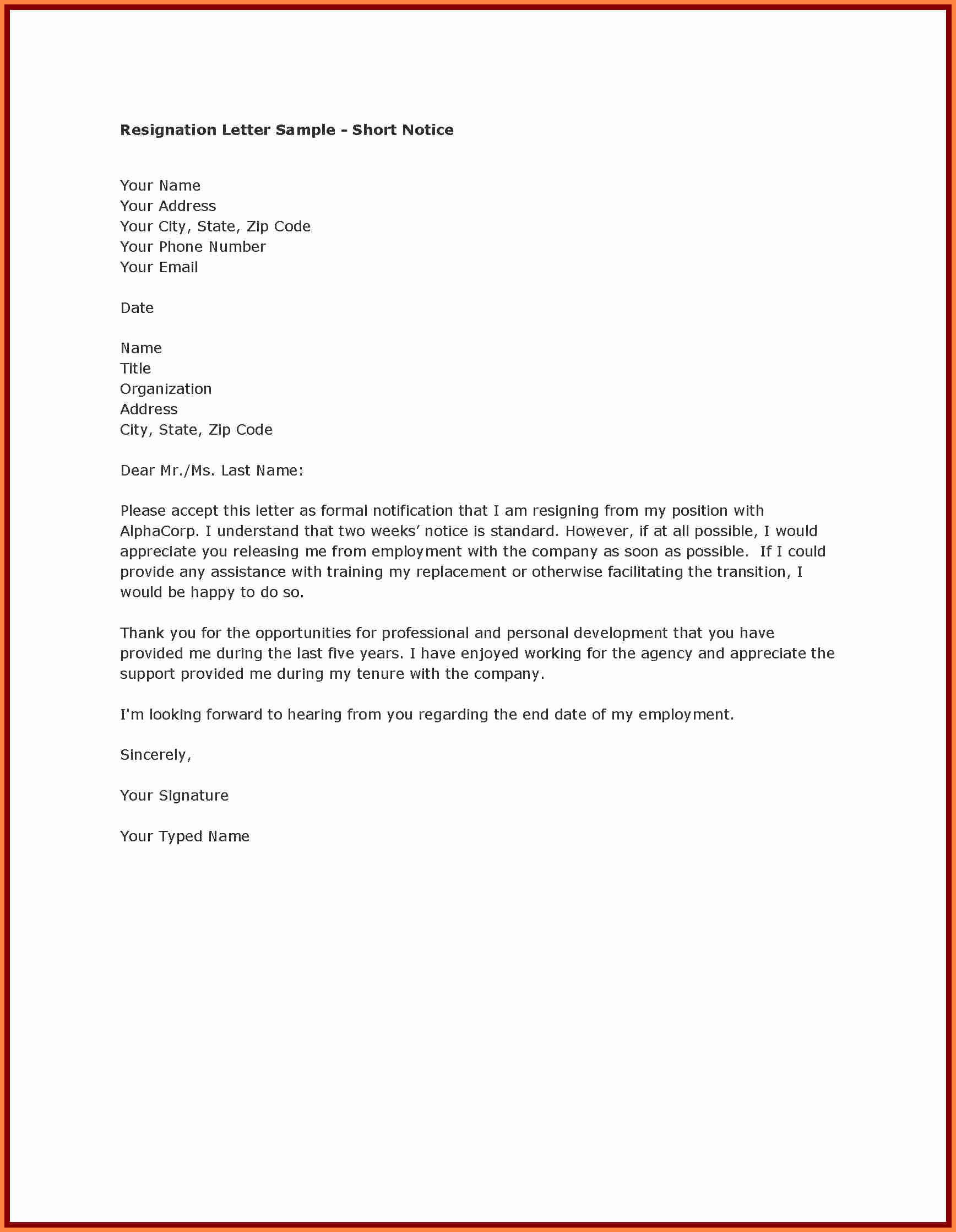 10 formal Resignation Letter with One Month Notice