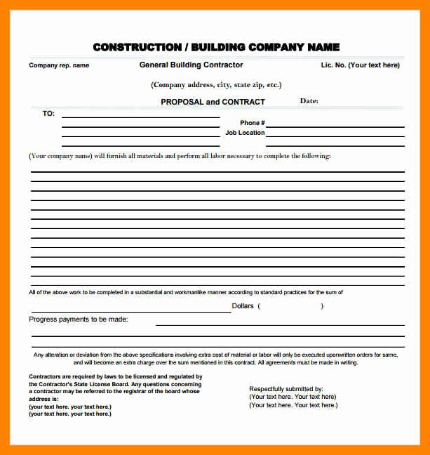 10 Free Contractor Proposal forms