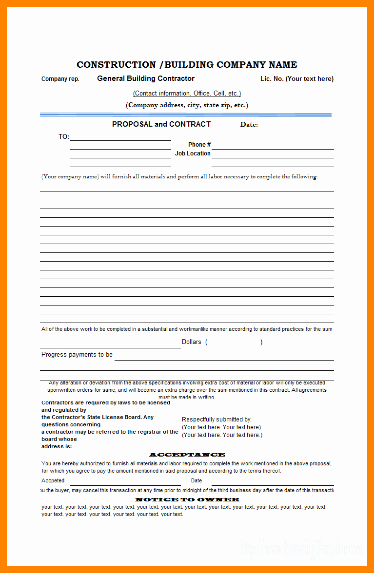 10 Free Contractor Proposal forms