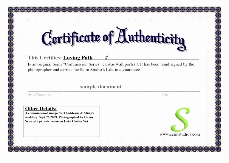 10 Free Printable Certificate Authenticity Templates