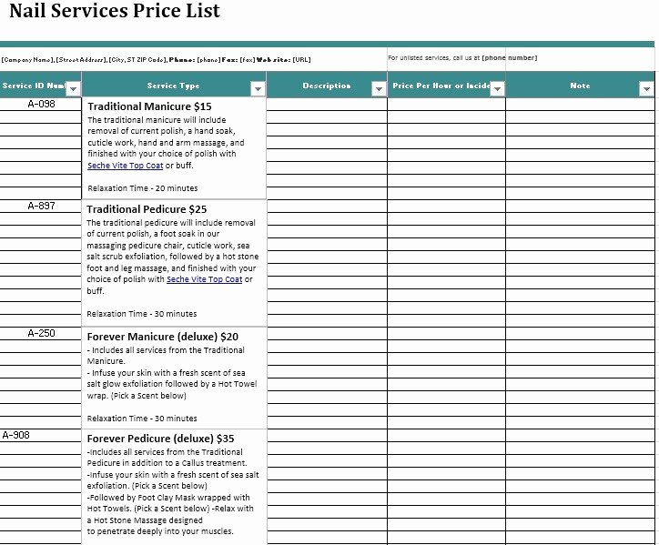 10 Free Sample Spa Price List Templates Printable Samples