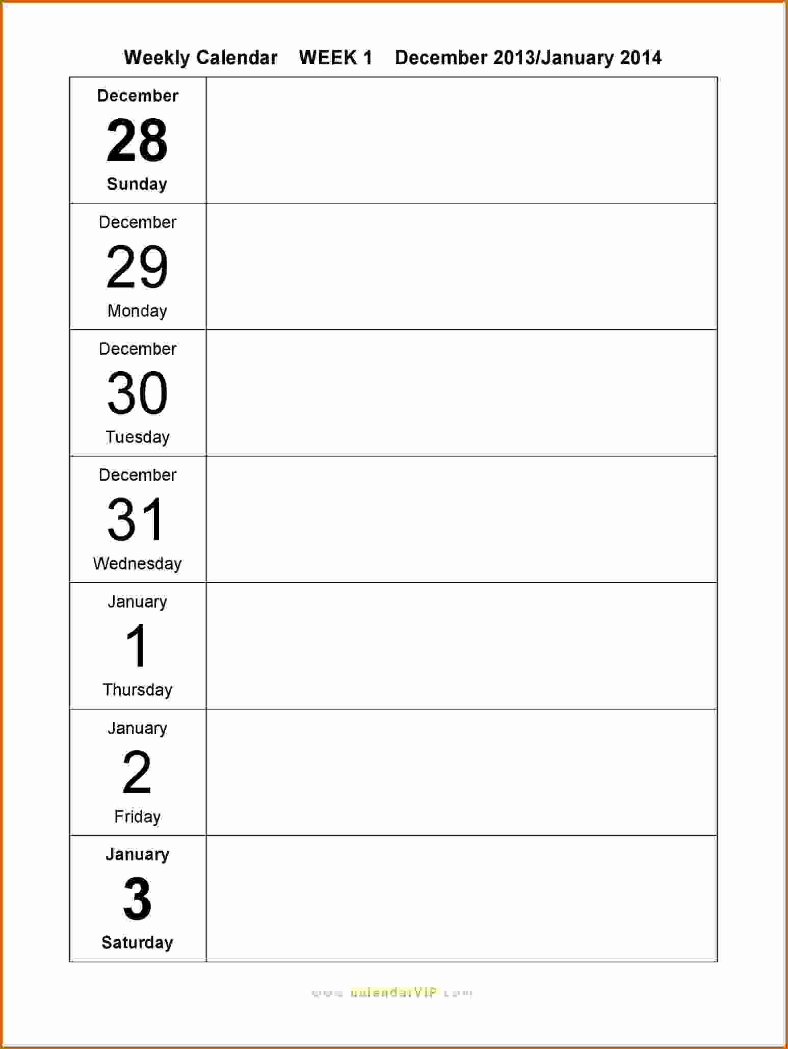 10 Free Weekly Printable Calendar Templates