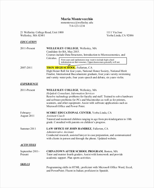 10 High School Resume Templates Examples Samples format