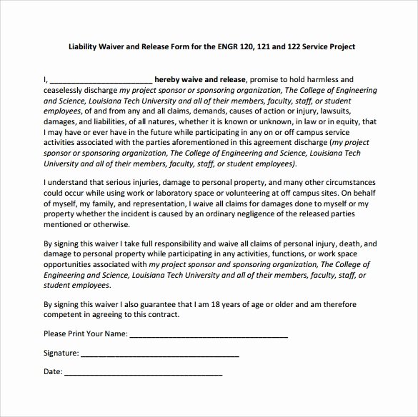 10 Liability Release form Examples Download for Free