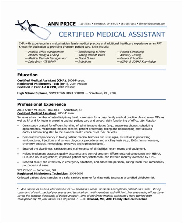 10 Medical assistant Resume Templates Pdf Doc