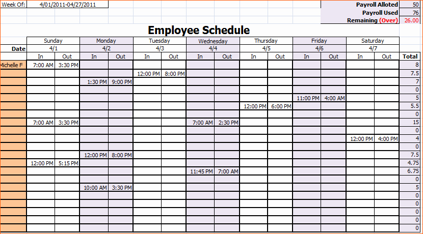 10 Monthly Work Schedule Template