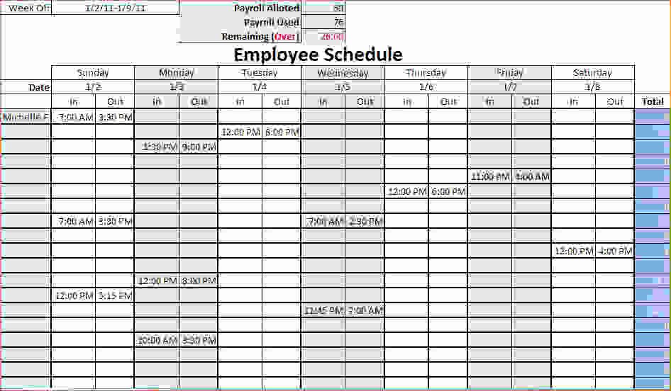 10 Monthly Work Schedule Template