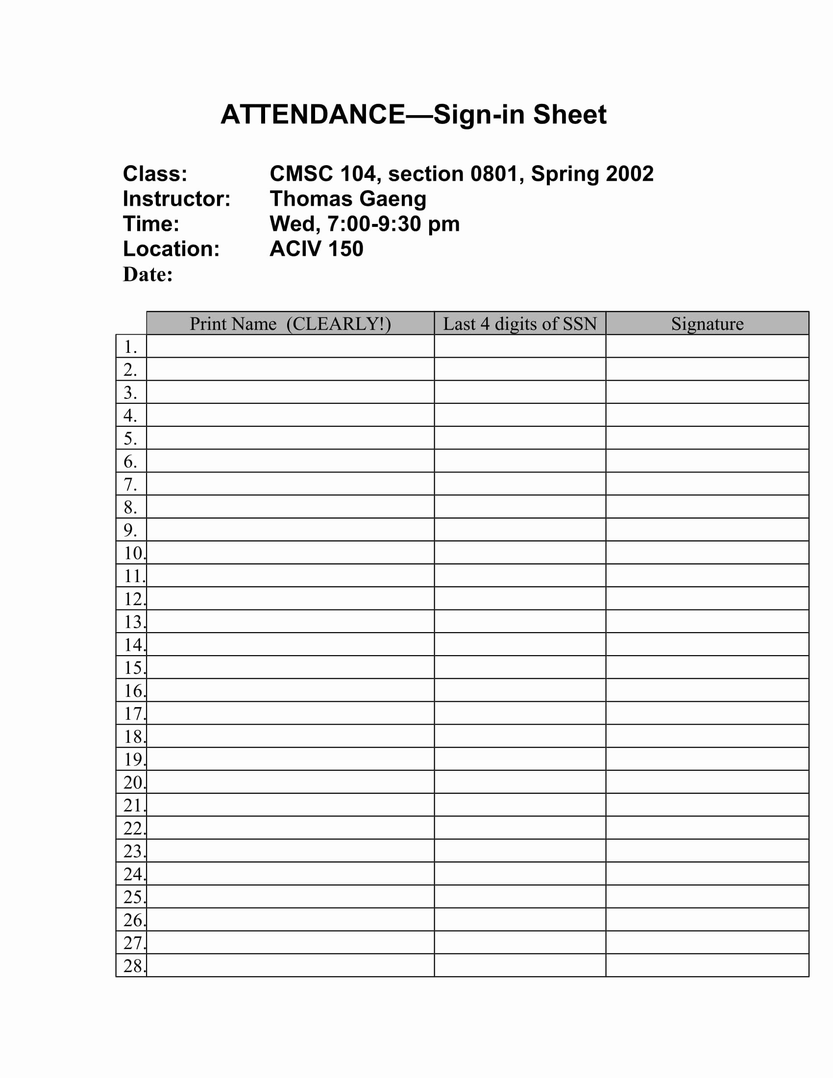 10 Printable attendance Sheet Examples Pdf Word