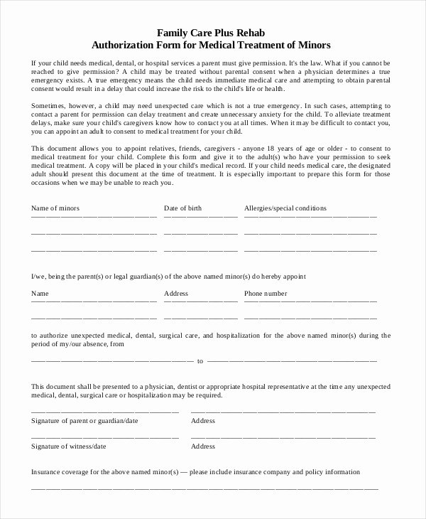 10 Printable Medical Authorization forms Pdf Doc