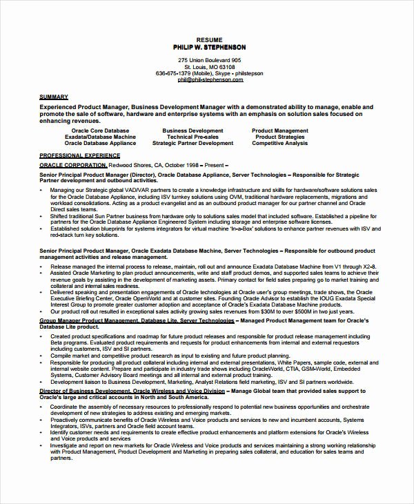 10 Product Manager Resume Templates Pdf Doc