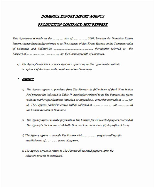 10 Production Contract Templates Sample Example