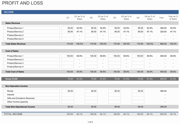 10 Profit and Loss Templates Excel Templates