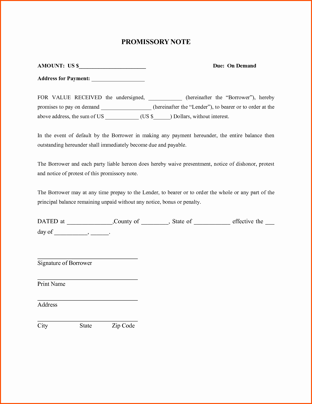 10 Promissory Note Template Survey Words Pdf Demand