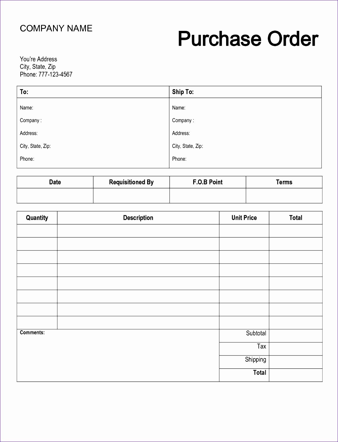 10 Purchase order Template Microsoft Excel