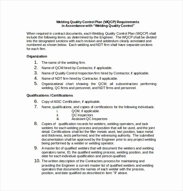 sample quality control plan