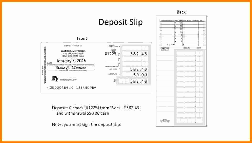 quickbooks deposit slip template excel