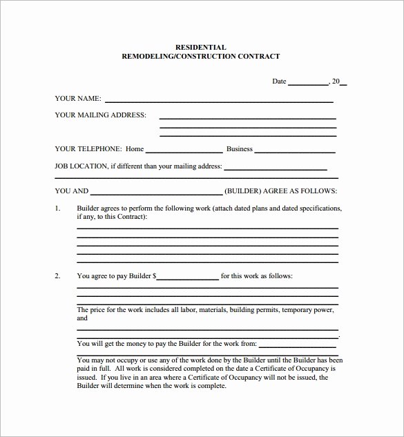 remodeling contract template