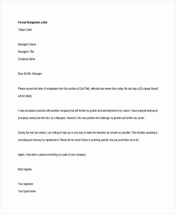 10 Resignation Letter Templates Free Sample Example