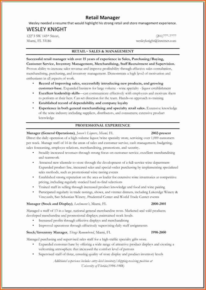 10 Retail Store Manager Resume Bud Template Letter