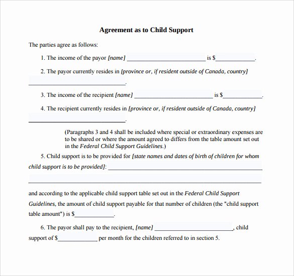 child support agreement template