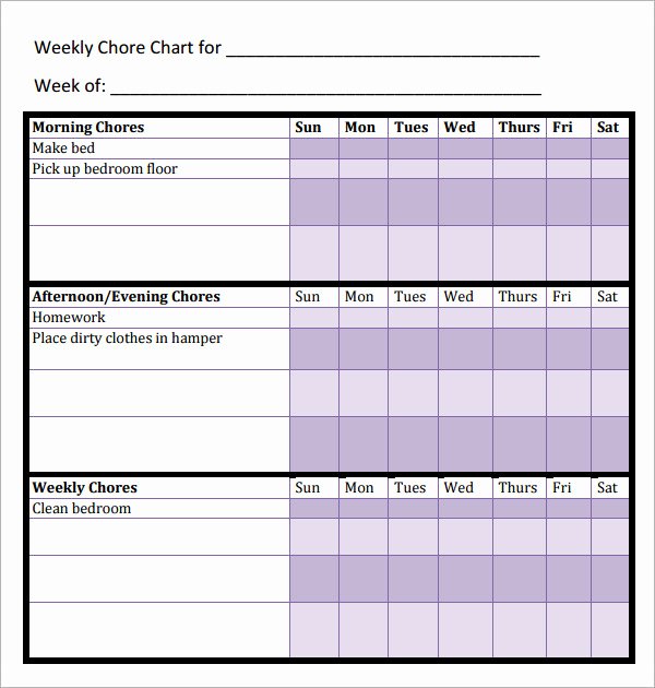10 Sample Chore Chart Templates