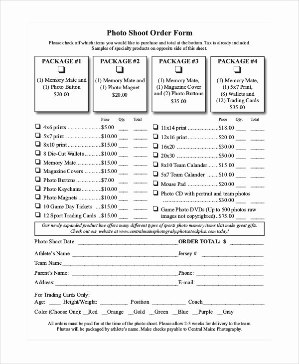 10 Sample Graphy order forms