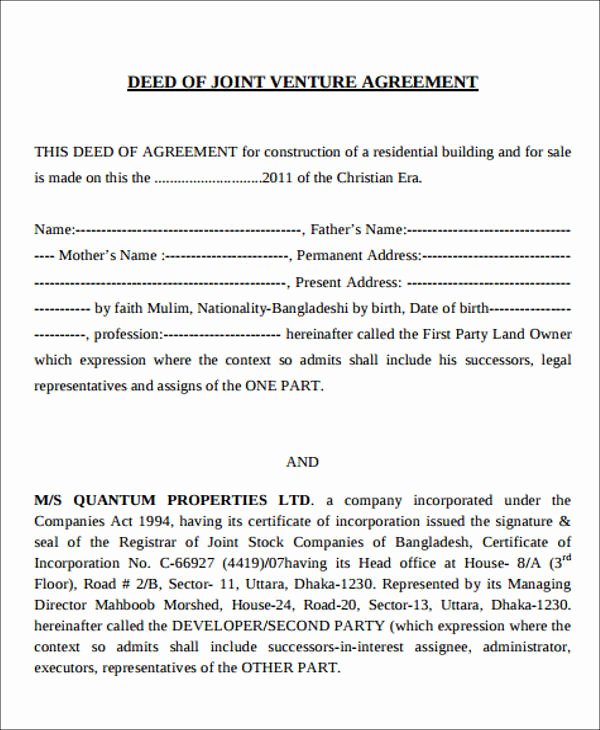 10 Sample Joint Venture Agreements