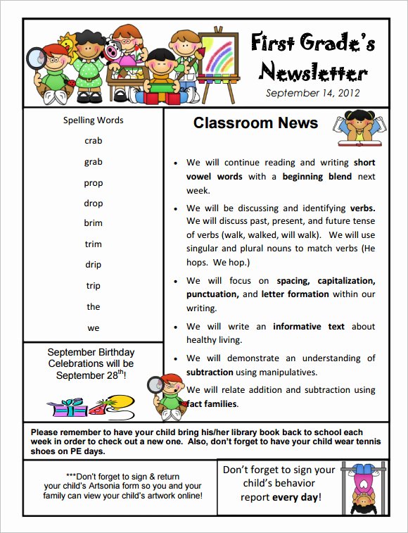 10 Sample Kindergarten Newsletter Templates
