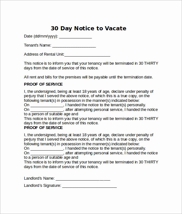 10 Sample Notice to Vacate Letters – Pdf Word