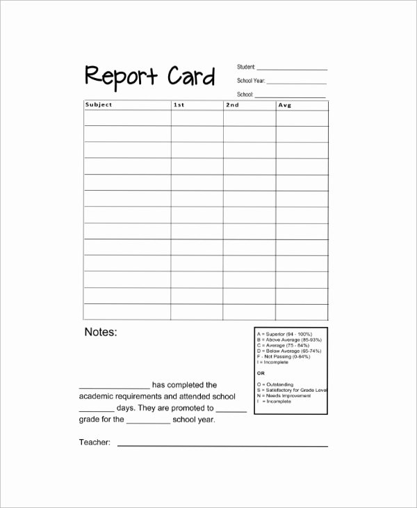 10 Sample Report Cards – Pdf Word Excel