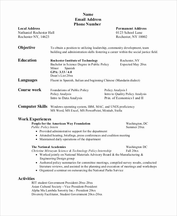 10 Sample Resume for College Students