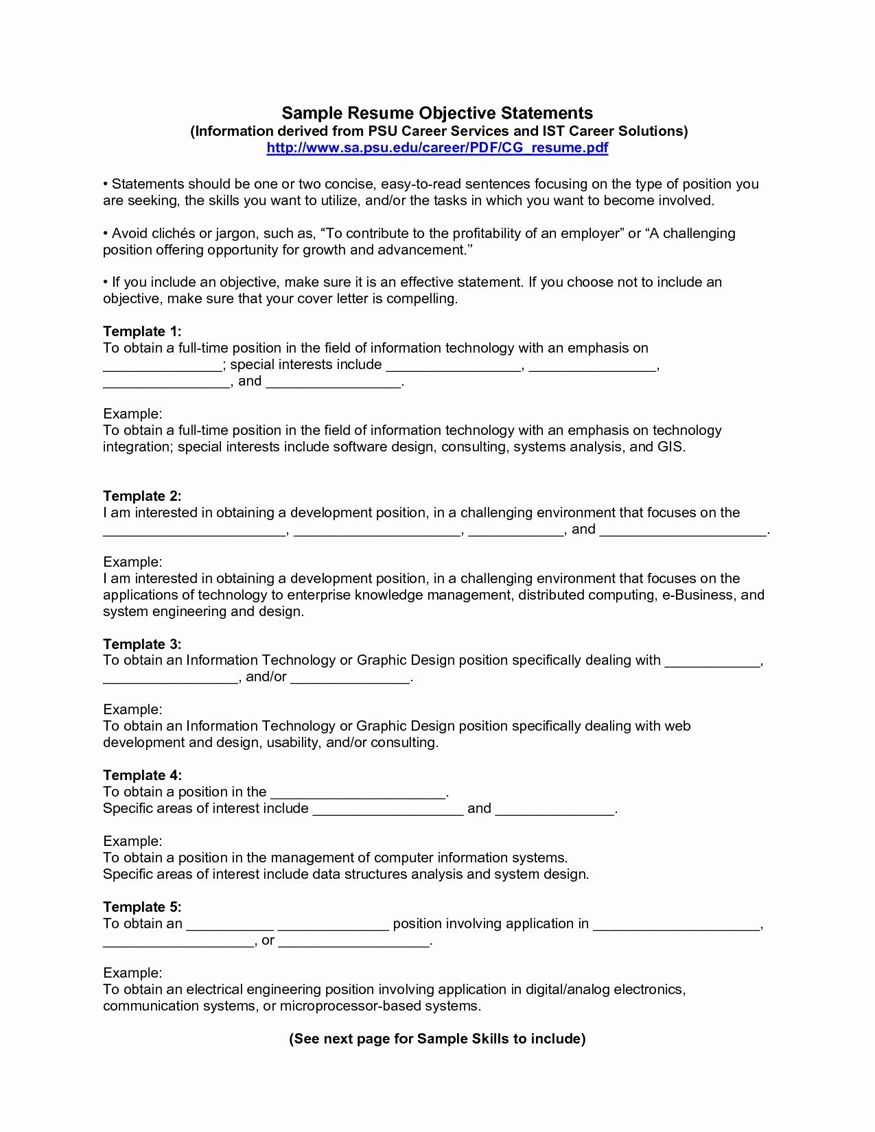 10 Sample Resume Objective Statements
